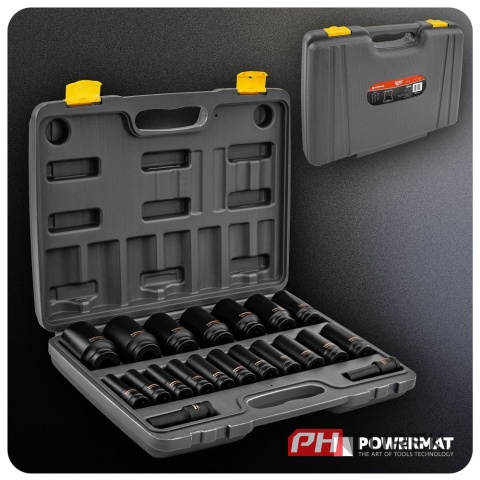Zestaw nasadek udarowych powermat (zestaw 20el.) 10-38mm 1/2 PM-ZNU-1038T
