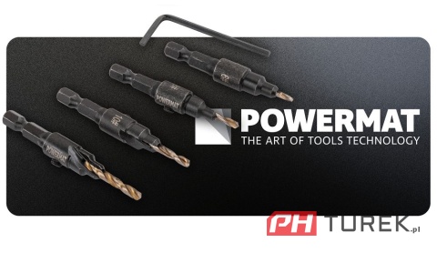Zestaw wierteł 4 sztuk HSS do drewna z pogłębiaczem 6-16mm powermat