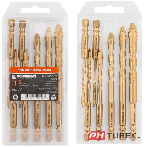 Zestaw wierteł 7 sztuk wiertła do szkła gresu, ceramiki 3-12mm Powermat