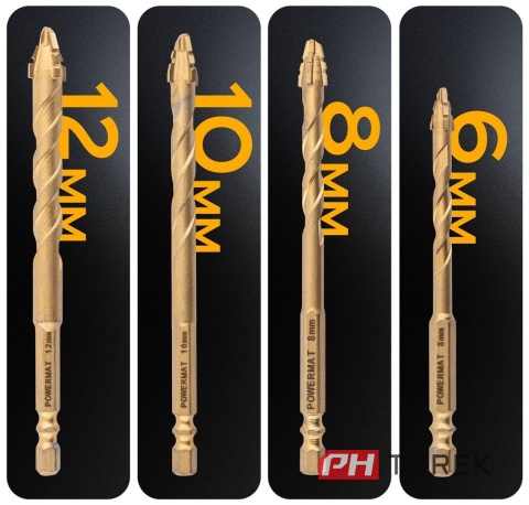 Zestaw wierteł 7 sztuk wiertła do szkła gresu, ceramiki 3-12mm Powermat