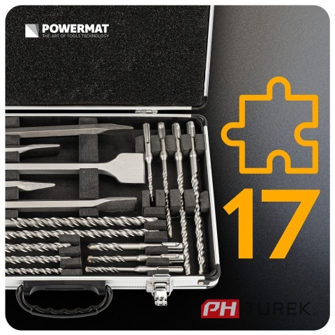 Zestaw wiertła I dłuta sds plus (12 wierteł + 5 dłut) Powermat pm-zwd-17t