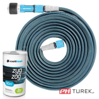 Cellfast wąż ogrodowy rozciągliwy zygzag 15m-30m zestaw zraszacz prosty