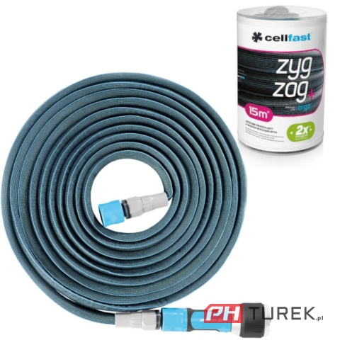Cellfast wąż ogrodowy rozciągliwy zygzag 7,5m-15m zestaw zraszacz prosty