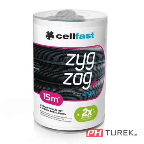 Cellfast wąż ogrodowy rozciągliwy zygzag 7,5m-15m zestaw zraszacz prosty