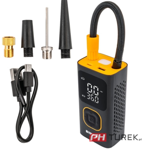 Kompresor samochodowy akumulatorowy powermat 10 bar do opon roweru auta