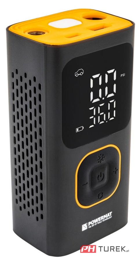 Kompresor samochodowy akumulatorowy powermat 10 bar do opon roweru auta