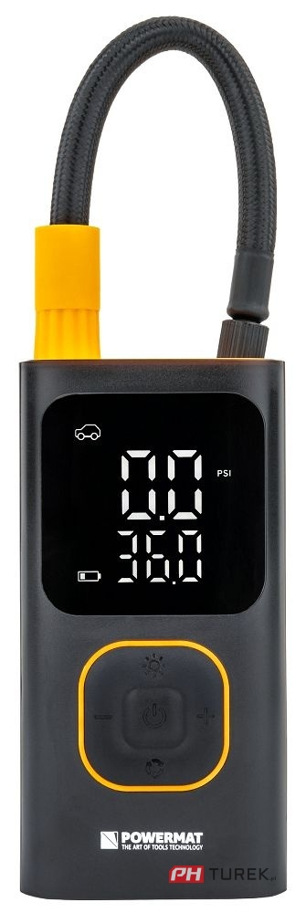 Kompresor samochodowy akumulatorowy powermat 10 bar do opon roweru auta