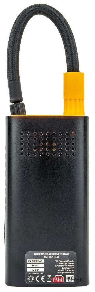Kompresor samochodowy akumulatorowy powermat 10 bar do opon roweru auta