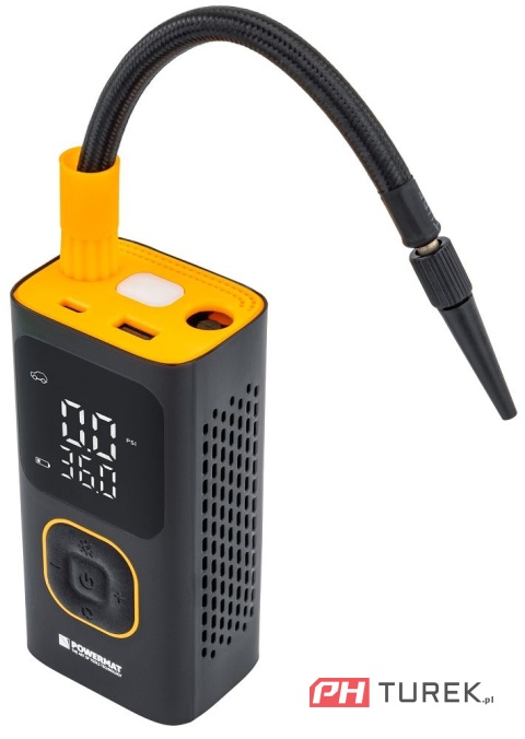 Kompresor samochodowy akumulatorowy powermat 10 bar do opon roweru auta