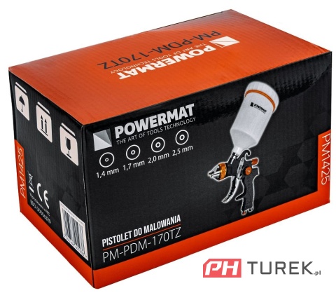 Pistolet lakierniczy hvlp powermat pm-pdm-170tz zbiornik 600ml zestaw