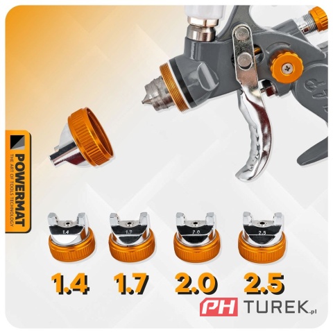 Pistolet lakierniczy hvlp powermat pm-pdm-170tz zbiornik 600ml zestaw