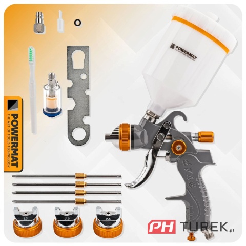 Pistolet lakierniczy hvlp powermat pm-pdm-170tz zbiornik 600ml zestaw