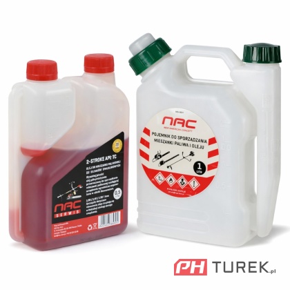 Pojemnik kanister NAC do sporządzania mieszanki paliwa + Olej 2T 0,5 ZESTAW