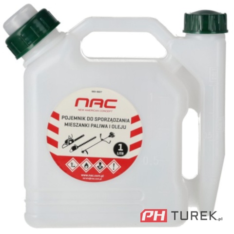 Pojemnik kanister NAC do sporządzania mieszanki paliwa + Olej 2T 1L ZESTAW