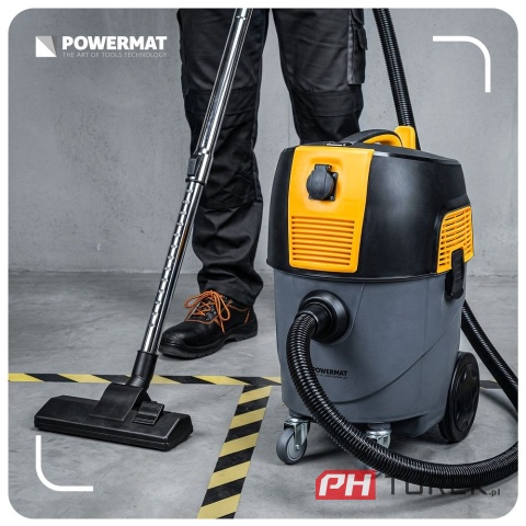 Odkurzacz przemysłowy powermat 1600w gniazdo zbiornik do warsztatu/garażu