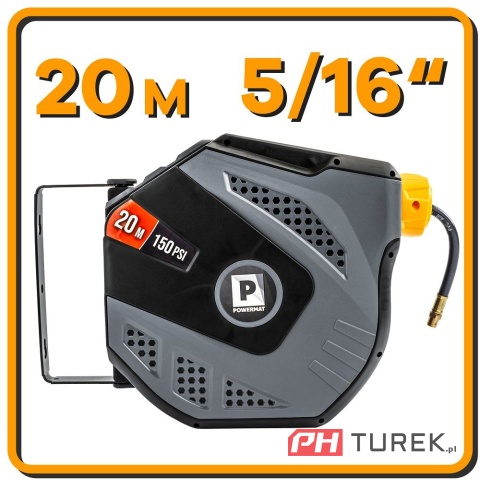 Automatyczny bęben na wąż pneumatyczny + wąż 20 metrów powermat