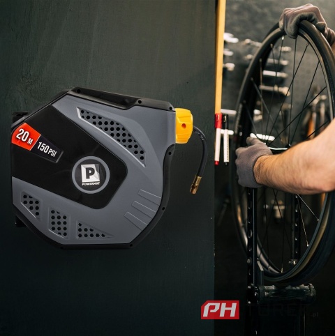 Automatyczny bęben na wąż pneumatyczny + wąż 20 metrów powermat