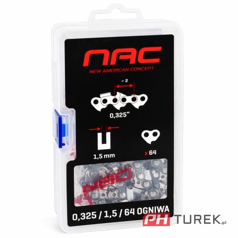 Łańcuch tnący NAC 64 ogniwa 1,5 mm 0,325 15" cali