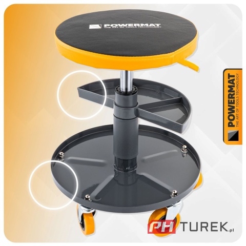 Siedzisko warsztatowe teleskopowe 400-520 mm obrotowy taboret powemat