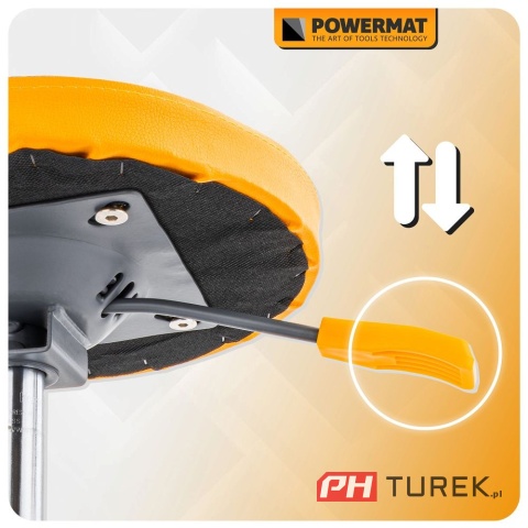 Siedzisko warsztatowe teleskopowe 400-520 mm obrotowy taboret powemat