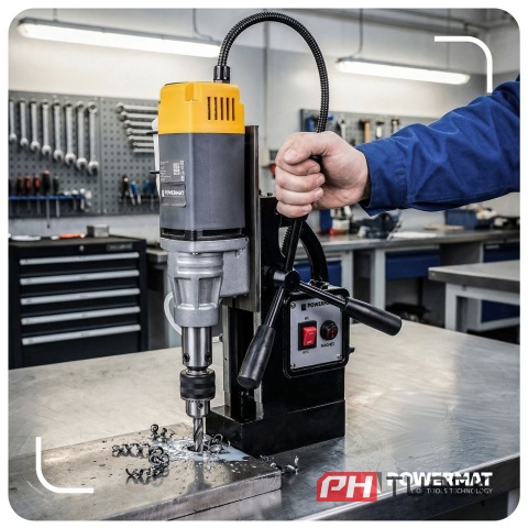 Wiertarka magnetyczna siła magnesu 11500n moc 1500w skok 160mm weldon 19mm