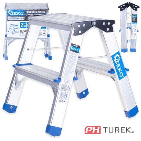 Drabina aluminiowa 2-stopniowa dwustronna 150kg 38 cm