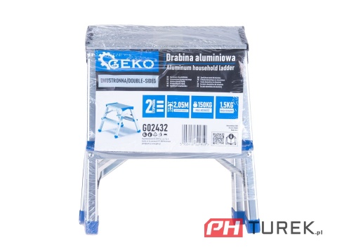 Drabina aluminiowa 2-stopniowa dwustronna 150kg 38 cm