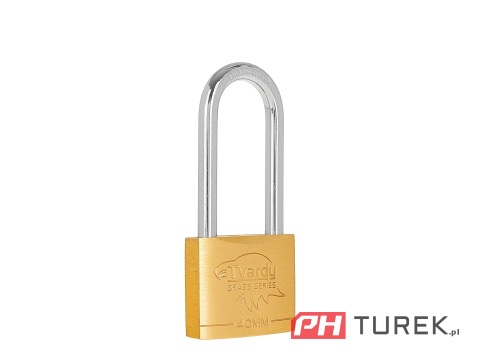 Kłódka mosiężna z długim pałąkiem wzmocniona 40mm BRASS-SERIES