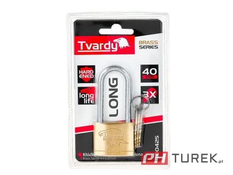 Kłódka mosiężna z długim pałąkiem wzmocniona 40mm BRASS-SERIES