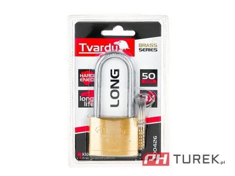 Kłódka mosiężna z długim pałąkiem wzmocniona 50mm BRASS-SERIES