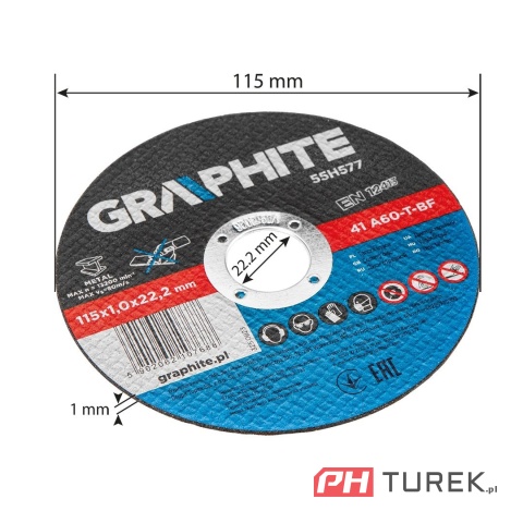 Tarcza tnąca do metalu 115 x 1.0 x 22.2 mm, 41 a60-t-bf