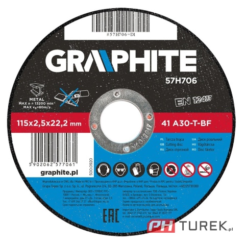 Tarcza tnąca do metalu 115 x 2.5 x 22.2 mm, 41 a30-t-bf
