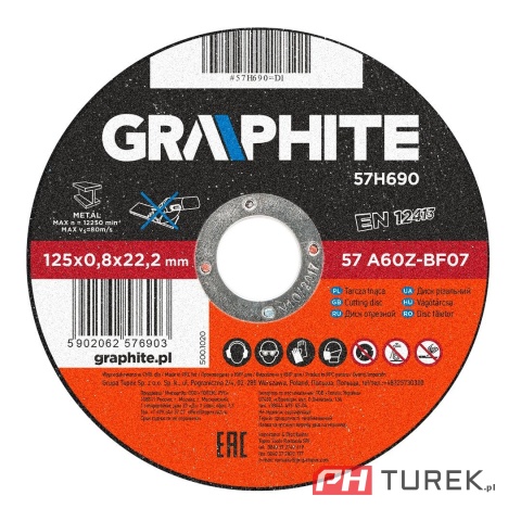 Tarcza tnąca do metalu 125 x 0.8 x 22.2 mm, 57a60z-bf07