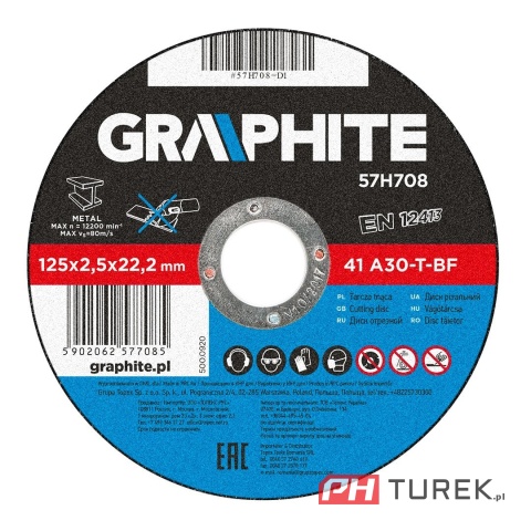 Tarcza tnąca do metalu 125 x 2.5 x 22.2 mm, 41 a30-t-bf