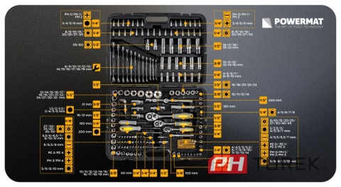 Zestaw kluczy nasadowych 216el. 1/2" | 1/4" | 3/8" pm-zknb-216su-pro